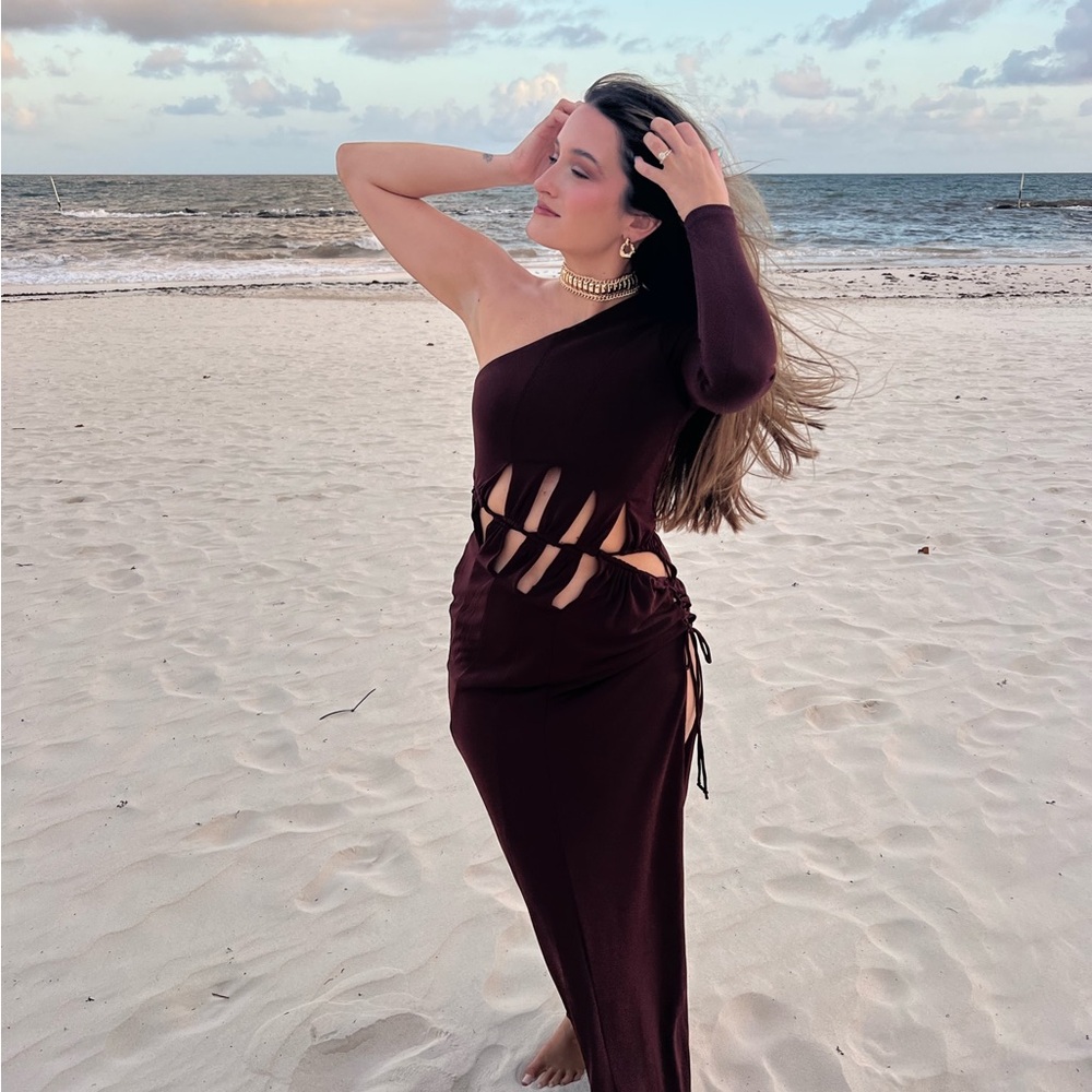 NBD Antonia Maxi Dress in Chocolate Brown Size XS